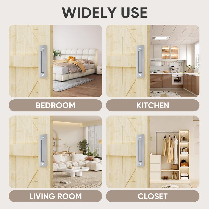 JUBEST 8'' Sliding Barn Door Handle Stainless Steel Modern Simple Finger Flush Pull Handle for Gates Garages Sliding Doors Cabinets Closet and Drawers - Image 3